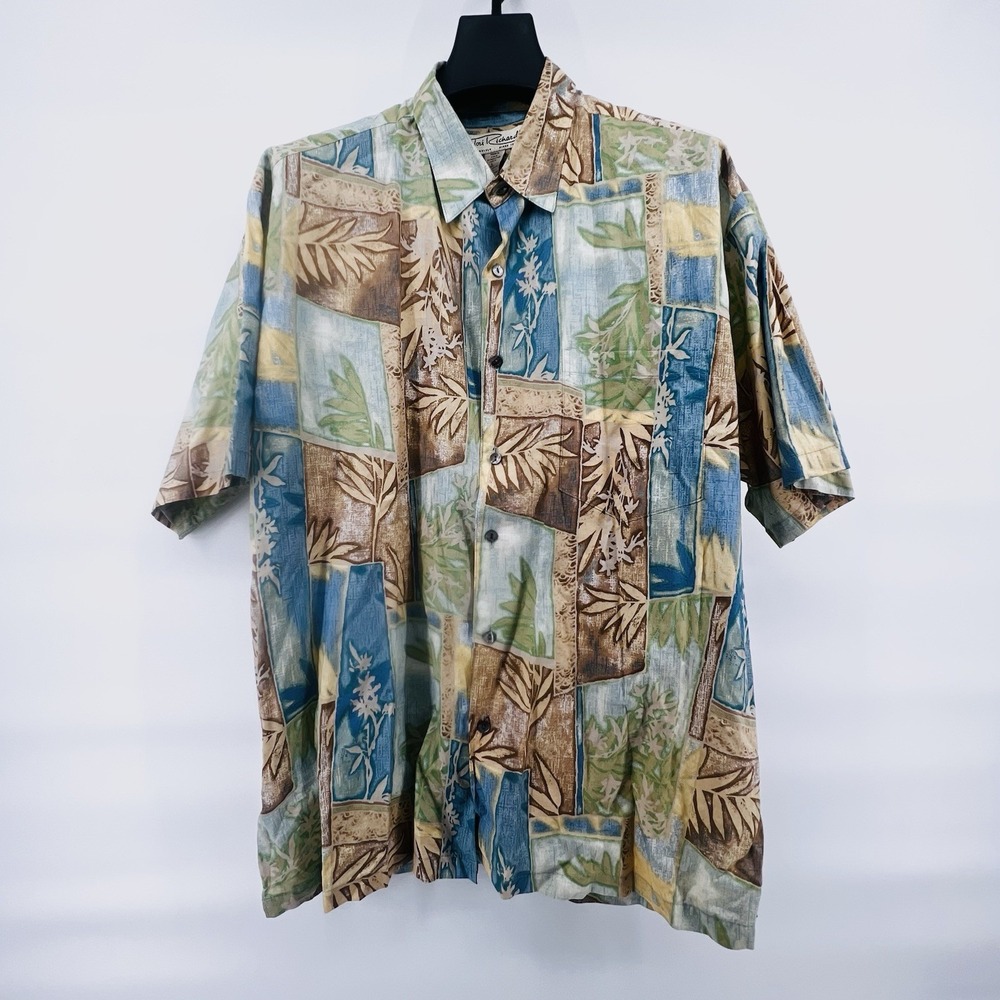 Vintage 90s Tori Richard Honolulu Hawaiian Shirt L Cotton Lawn Patchwork Floral - Picture 2 of 16